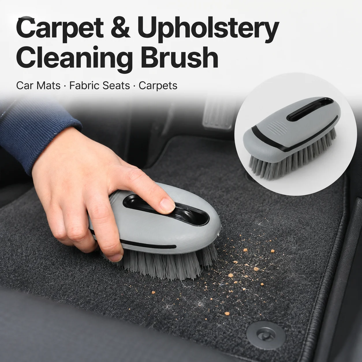Car Carpet Upholstery Cleaning Brush Stiff Bristle Handheld Scrub Brush for Car Seats Floor Mats Sofa Home Interior Detailing