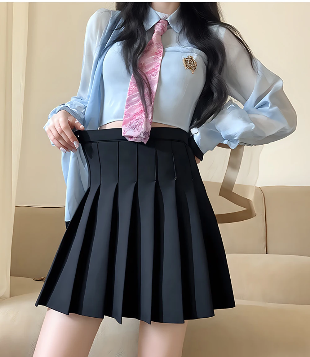 

Плиссированная юбка с эластичным поясом в стиле преппи, повседневная летняя модная юбка для девушек, черная, оптом