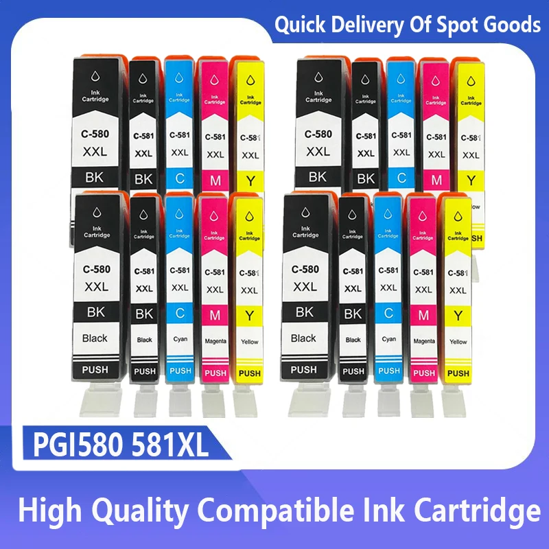 

20PK Compatible Ink Cartridges PGI580 CLI581 pgi 580 581 For Canon Pixma TS705 TR7550 TR8550 TS6150 TS6250 TS8150 TS8250 Printer