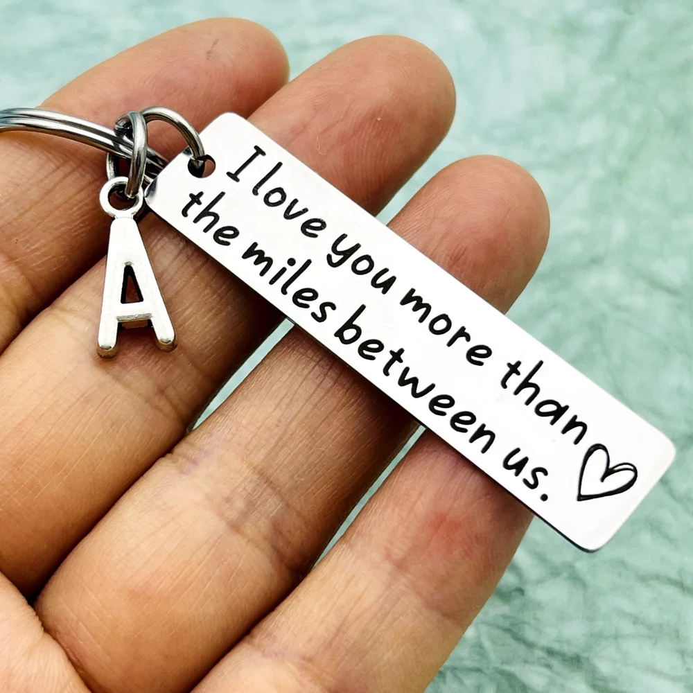 Couple Keychain Long Distance Relationship Gift for Boyfriend Girlfriend I Love You More Than The Miles Between Us for Husband