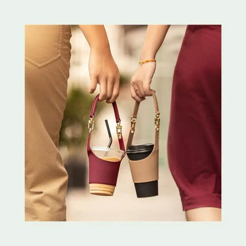 Nuova custodia per tazza da caffè in pelle, ecologica, portatile, per bevande, latte, tè, copri tazza, riutilizzo, porta tazze da caffè