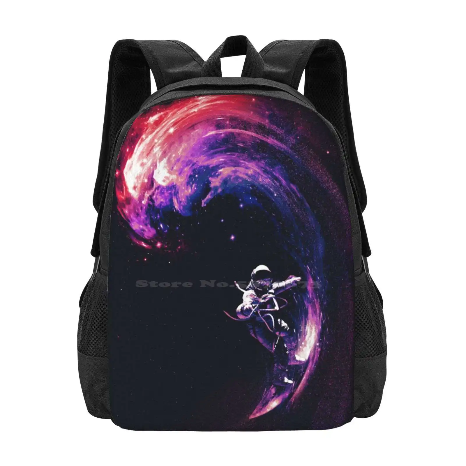 

Space Surfing Ii Large Capacity School Backpack Laptop Bags Surfing Astronaut Galaxy Stars Cosmic Colors Nature Universe