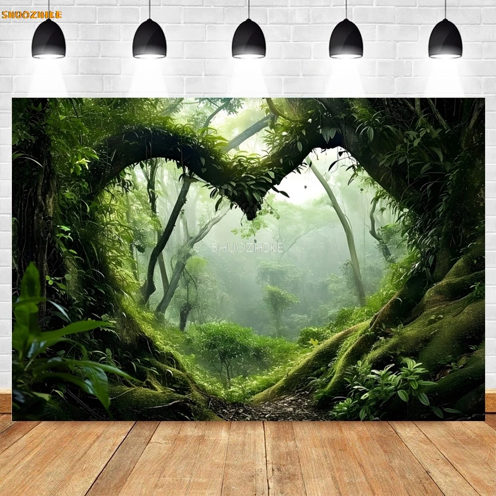Fairy Tale Forest Photography Backdrop Wonderland Dreamy Jungle Mushroom for Baby Birthday Party Portrait Photo Background Props
