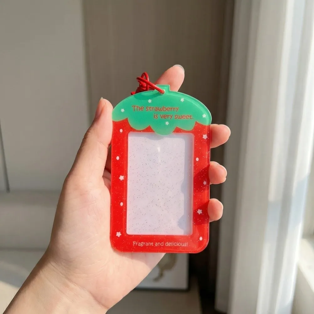 with Keychain Acrylic Photocard Holder Fruit Strawberry Ball Pendant Photo Photocard Frame Hanging Decoration Korean Ins Style