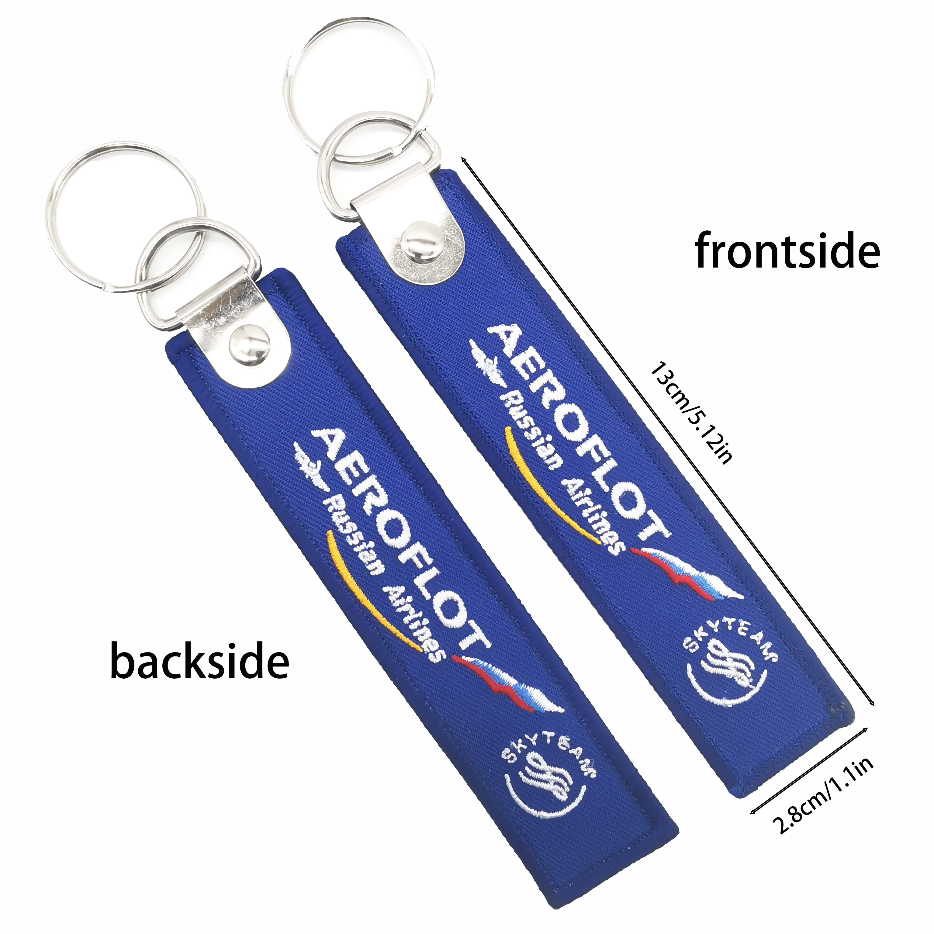 1 PC AEROFLOT Aviation Trinkets Embroidered Keychains Metal Keyring Motorcycle Key Accessories Flight Crew Pilot Aviation Tags