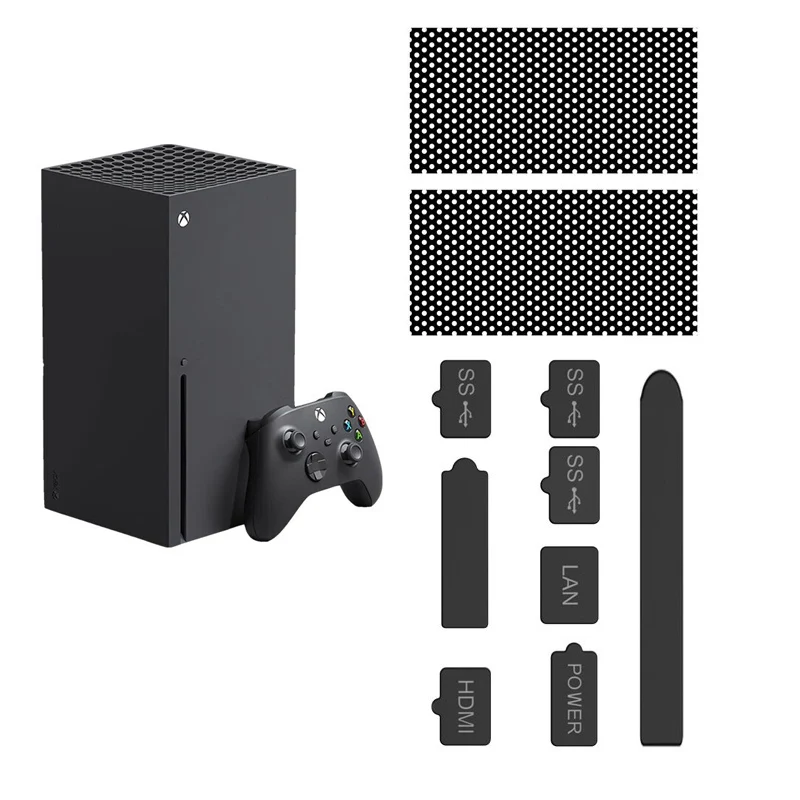 Kit a prueba de polvo para consola de juegos Xbox Series X, tapón de malla, funda de silicona, filtro de polvo, paquetes de red, accesorios de juego, 2022
