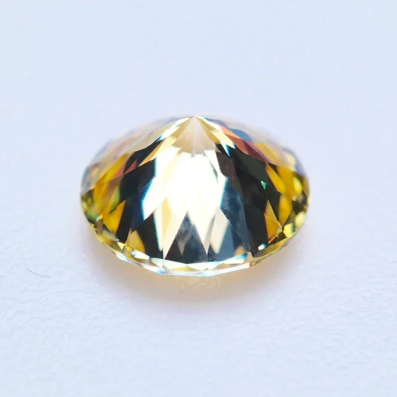 Moissanite Stone 100 Faceted Cut  Lemon Yellow Round Shape Lab Grown Diamond for DIY Jewelry Making Materials with GRA Report