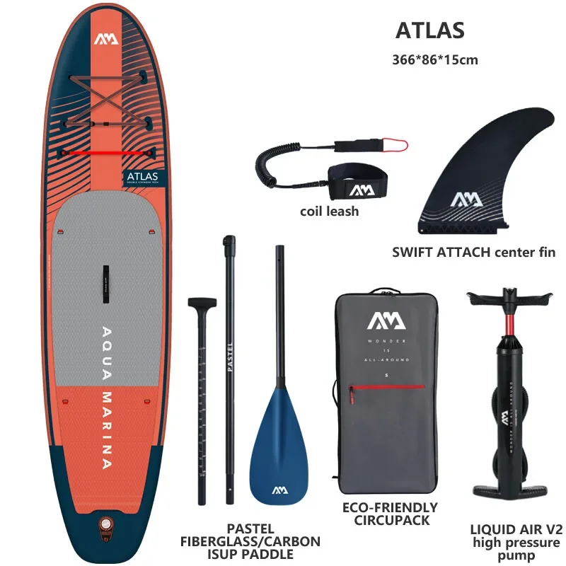 

2023 new AQUA MARINA 366*86*15cm inflatable surfboard stand up paddle ATLAS board surfing water sport sup board dinghy raft