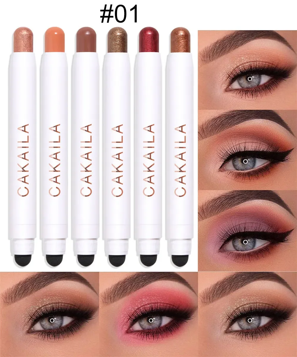 CAKAILA New 6 Color/Set Eye Shadow Silky Matte Eye Makeup Base Cream Glitter Sequins Lying Silkworm Brightening Eyeshadow Stick