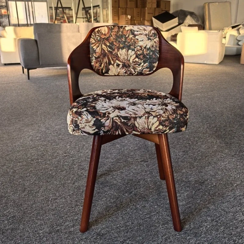 

Master bedroom dresser chair bedroom rotatable American retro dressing stool solid wood manicure stool