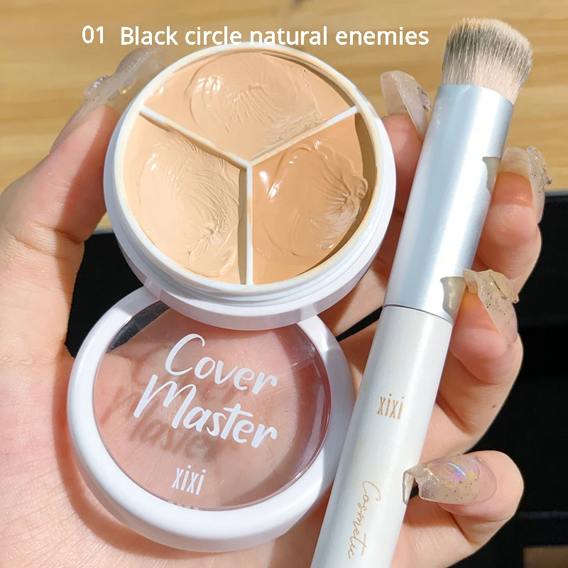 Cover Dark Circles Acne Pores Cream Concealer Palette Foundation Cream 3-Color Full Coverage Face Makeup Base Suit for All Skin