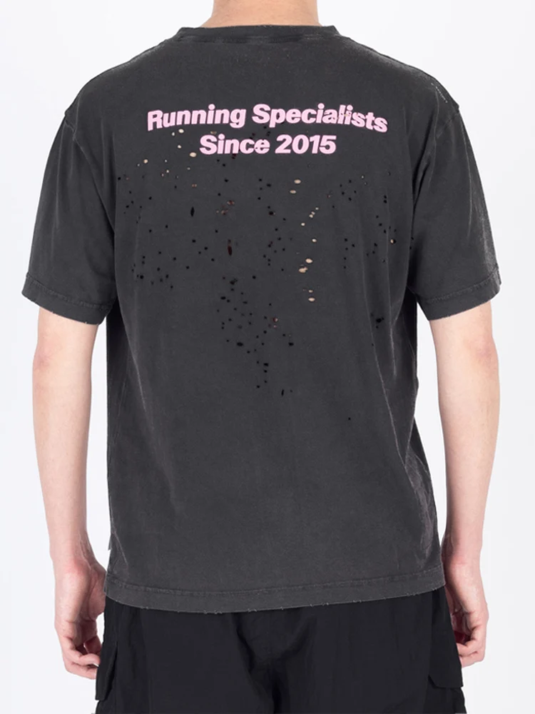 High Quality Satisify Motech round Neck Distressed Cotton Short Sleeve T-Shirt Running Print Breathable Youthful Summer Top