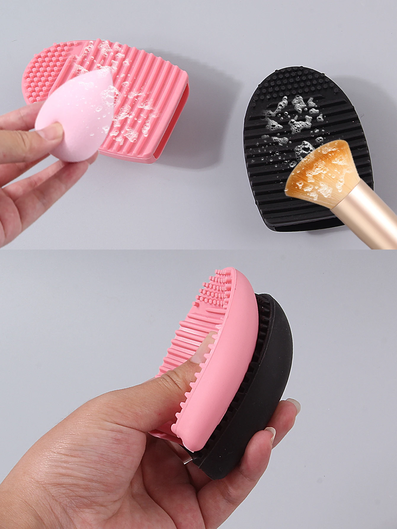 3/6 stuks multifunctionele make-upborstelreiniging ei siliconen antislip hoogefficiënt vlekverwijderings- en reinigingsgereedschap