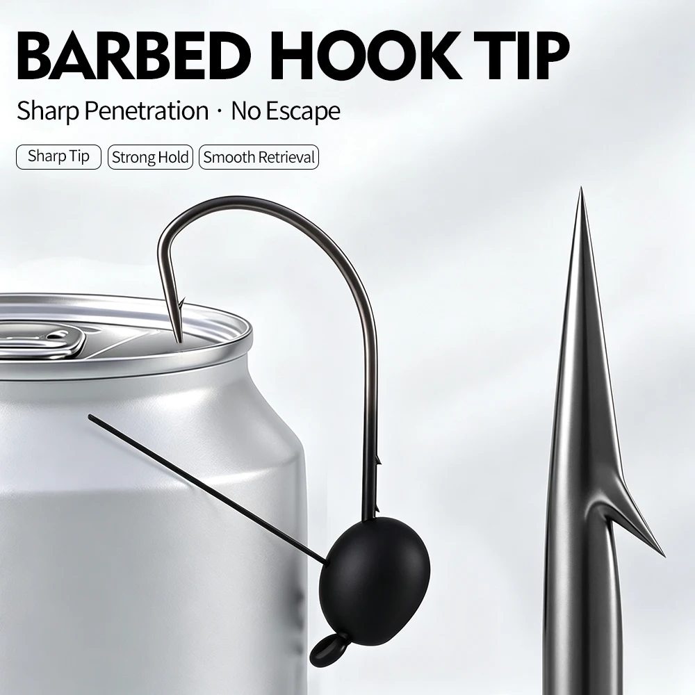 PROBEROS 10 Stück/Box Unkrautfreie Blei-Jig-Krankhaken aus Hochkohlenstoffstahl, gewichteter Offset-Fischhaken, Weichköder, Texas Rig Angelzubehör – Detail 5