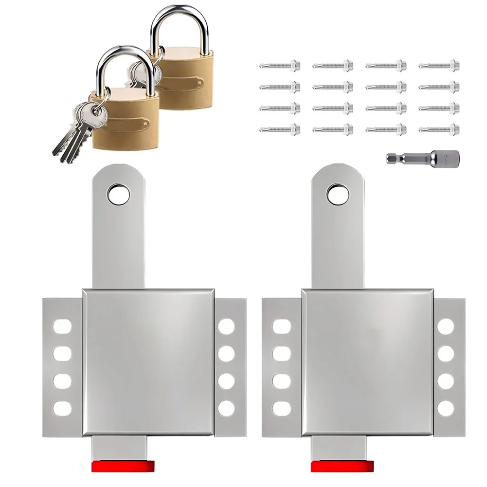 Two Piece Garage Door Lock Kit with Vertical Engagement Design and Galvanized Steel Durability for Long Term Use