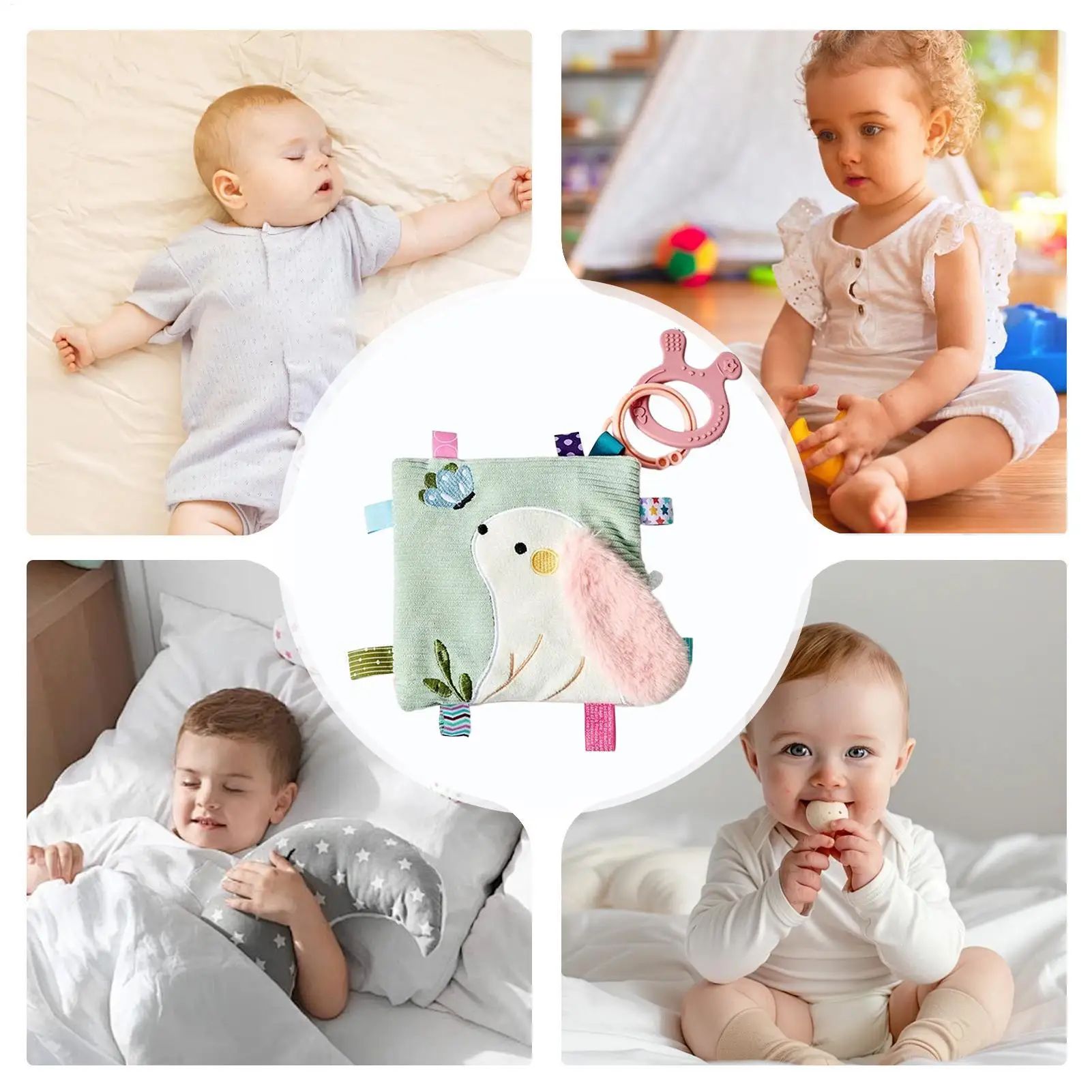 Kids Comfort Blanket Soothing Breathable Gentle Towel With Hook Soft Rabbit Security Blanket For Girl Car Seat Bed Travel Home