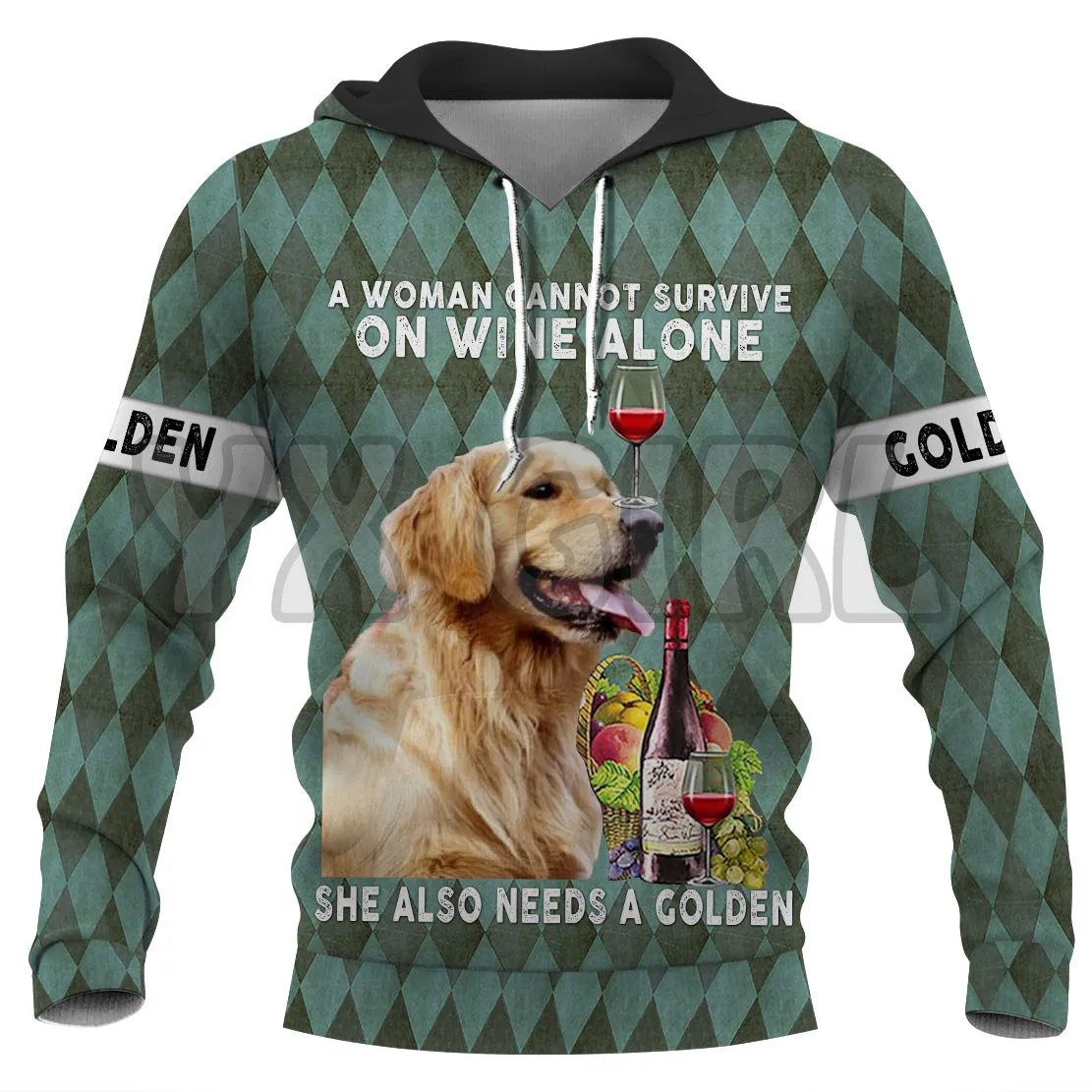 A Woman Cannot Survive On Wine Alone Great Dane 3D Printed Hoodies  Unisex Pullovers Funny Dog Hoodie Casual Street Tracksuit