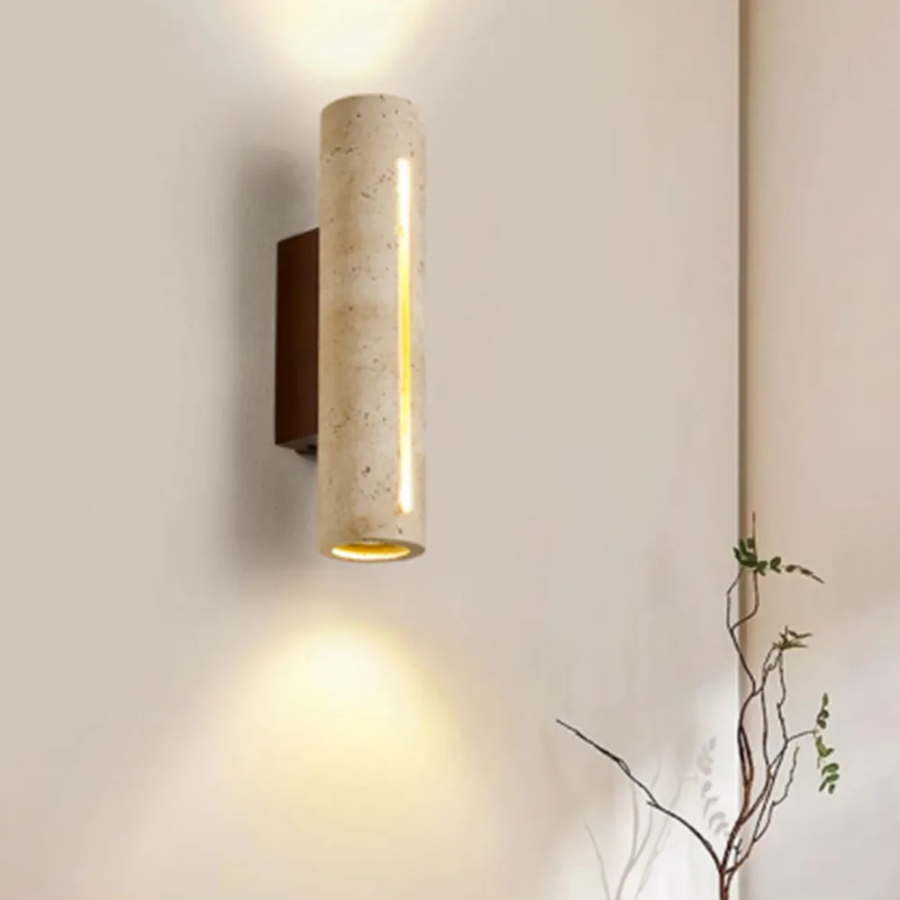 

Yellow Marble Wall Lamp Led Bedside Japan Bedroom Living Room Wall Light Travertine Stair Corridor Decor Sofa Lamp