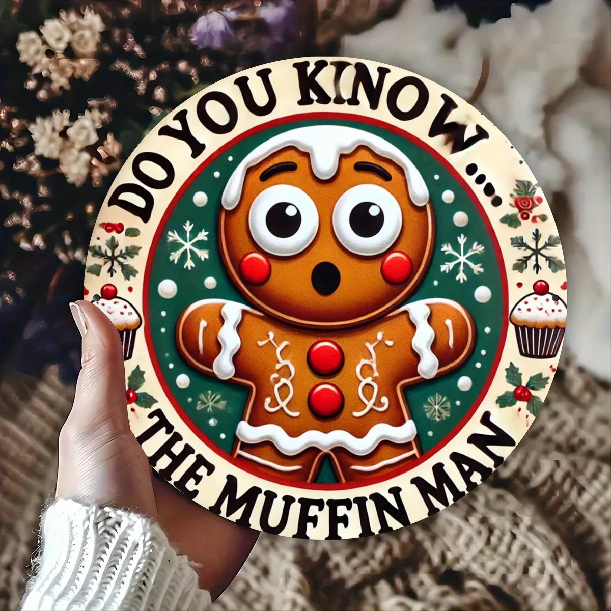 1pc 2D Flat Printed Metal Signage, Gingerbread for Man Theme Decoration, Suitable for Door Decoration, Wall, Home, Room, Farmhou