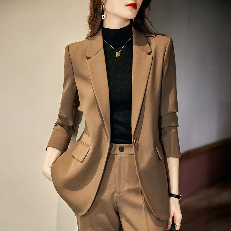Korean OL Suits Sets Women Casual Loose Crop Blazers Jackets Conjunto New High Waist Wide Leg Pants Ensemble Offcie Outfit