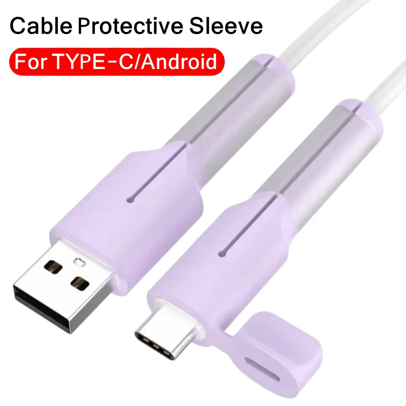 1-3Set USB Type C Silicone Data Cable Protector Sleeve Universal Mobile Phone Charging Cable Cover TypeC Cord Anti-Break Wrap