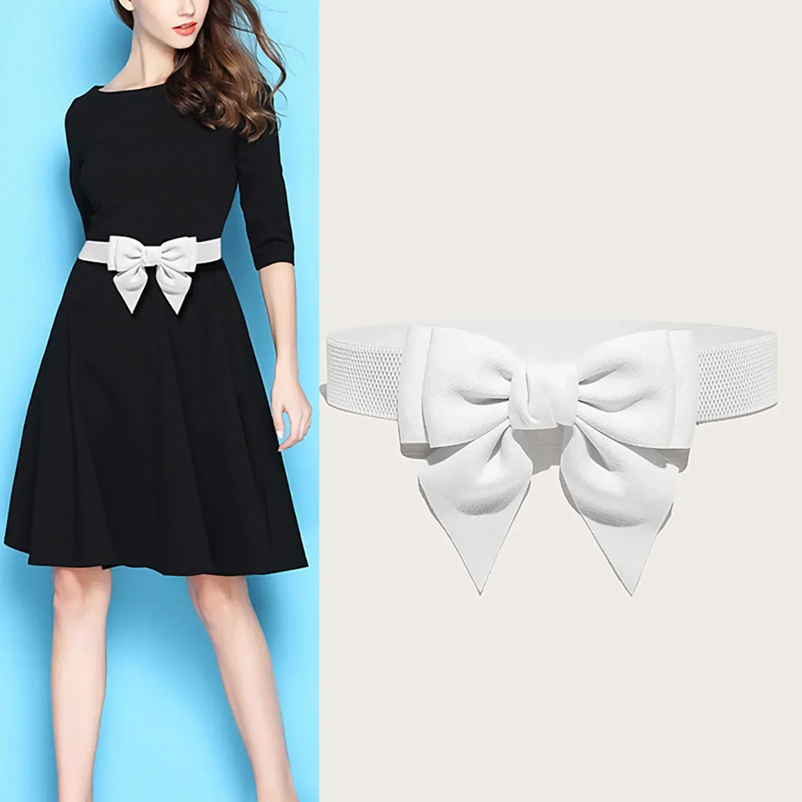 Hochwertiger, best passender Kleid-Jeansgürtel für Damen und Herren, niedliche Schleife, breiter elastischer Taillengürtel, bezauberndes Kleid-Accessoire