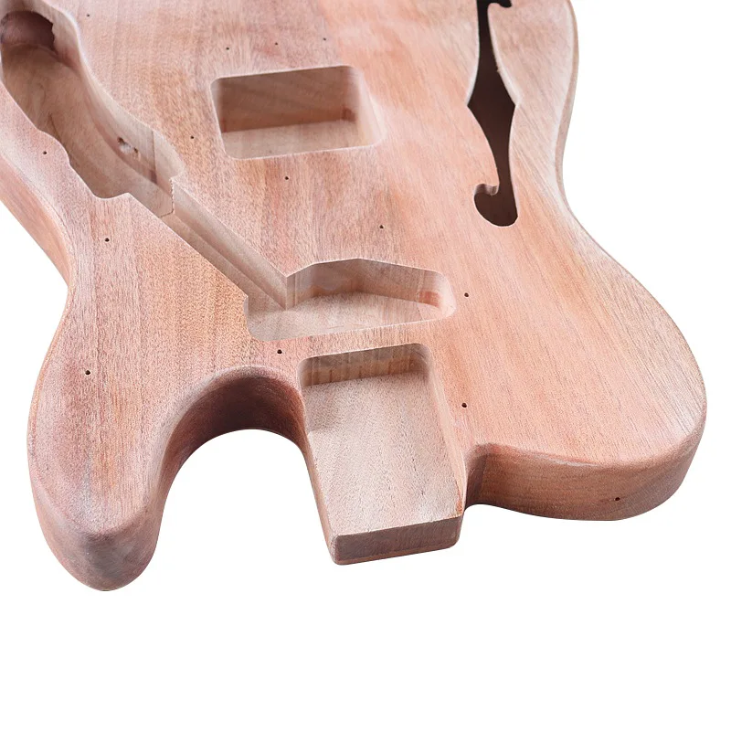 F-hole Electric Guitar Body Made of Orange Wood, DIY Professional Accessories, Bucket Suitable for Creation