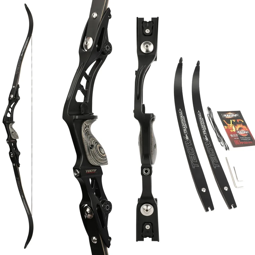 

Archery 62'' Recurve Bow 25-60 Lbs ILF Interface CNC Handle 19" Split Bow RH Outdoor Hunting Target Competition Takedown Bow