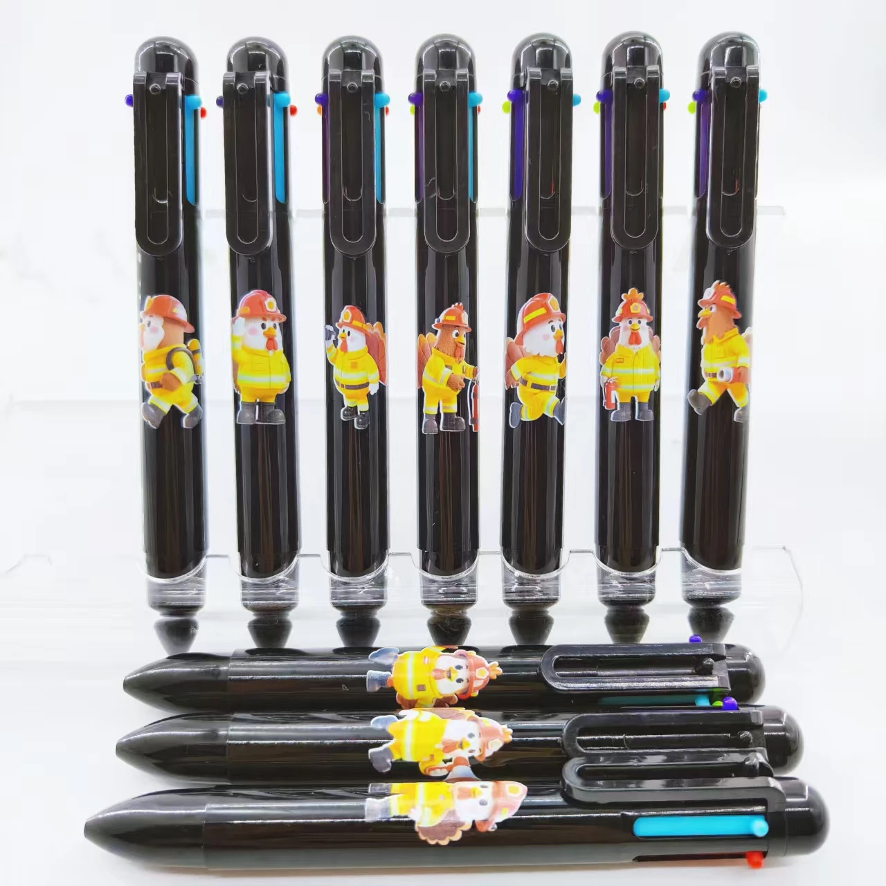 7PCS/14PCS turkey theme pattern 6-color ballpoint pen fire turkey black series multicolor holiday stationery gift pen