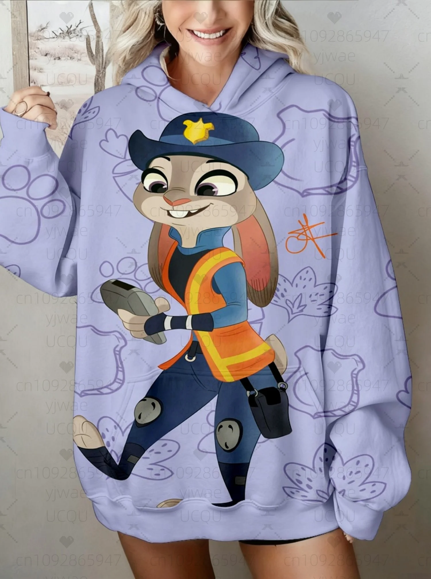 

2025 женская зимняя толстовка с капюшоном Zootopia 2 с принтом, пуловер, модная уличная одежда, толстовка большого размера в стиле Y2k, женская одежда