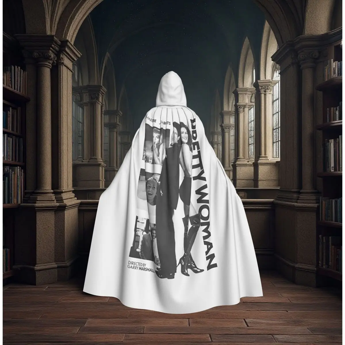 Pretty Woman 1990 Long Hooded Cloak Witch Medieval Costume Cosplay Cape HalloweenVampire Adult Unisex - view 2