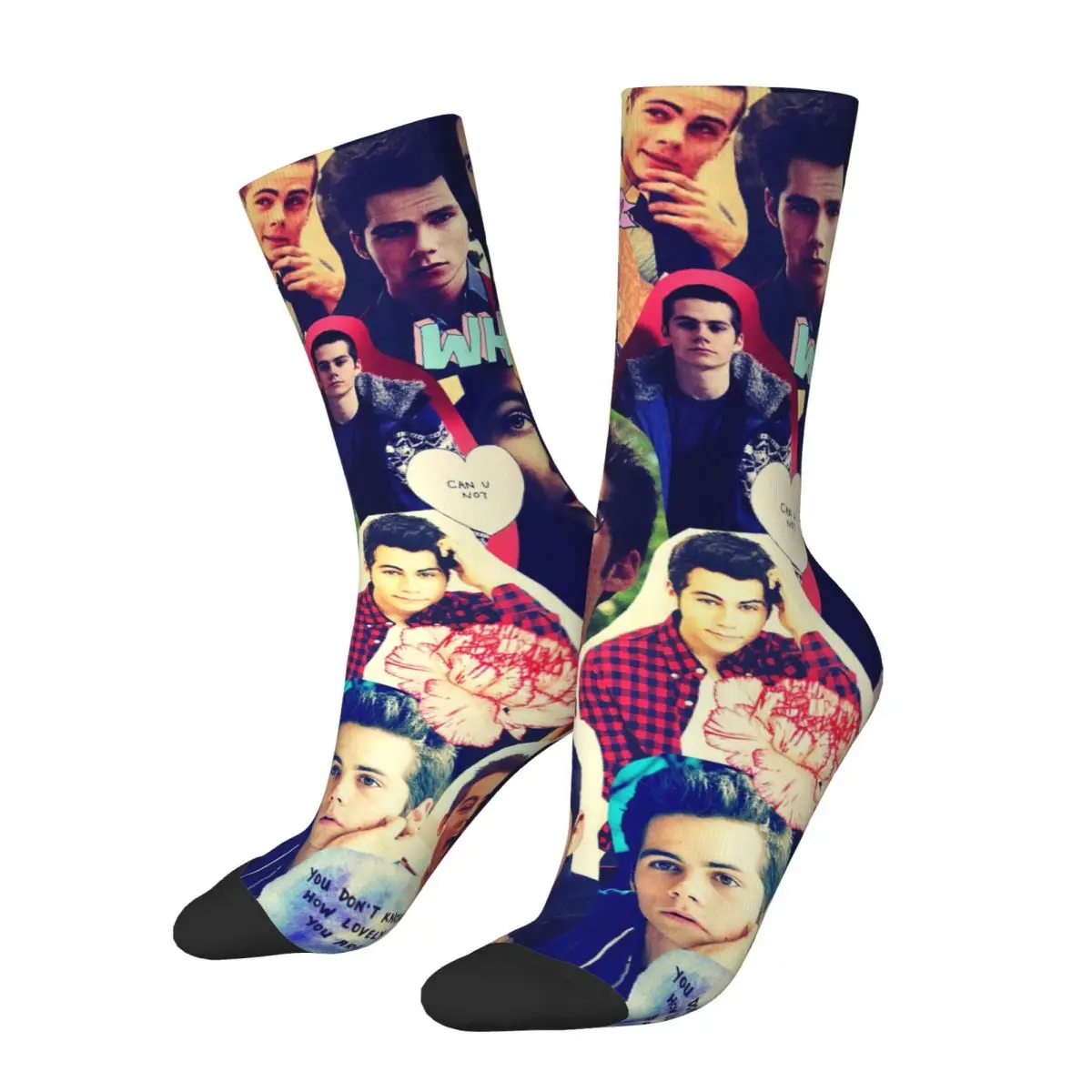 Autumn Winter Harajuku Unisex Dylan O'Brien Photo Collage Socks Teen Wolf Actor Sweat Absorbing Crew Socks