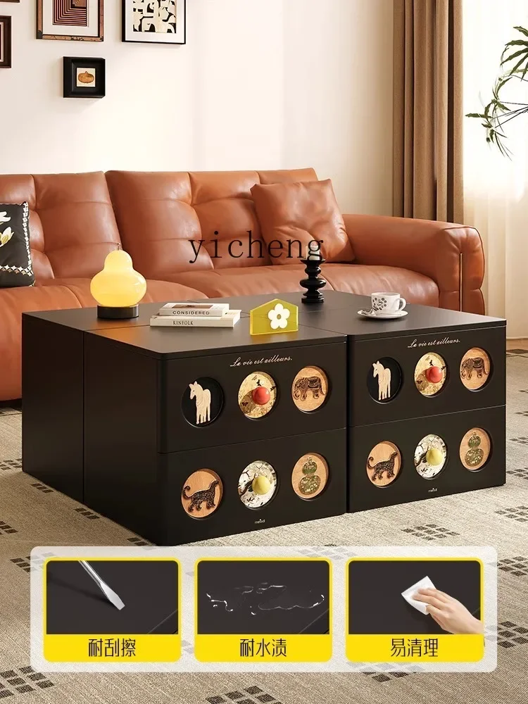 v1 medieval solid wood coffee table living room home splicing light luxury high-end tea table