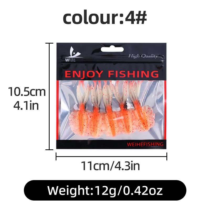 WEIHE 5-teiliges Set Tintenfisch-Köder Mehrfarbige Kleine Tintenfisch- und Oktopus-Köder zum Angeln Sortierte Bunte Achtarmige Tintenfischköder – Detail 12