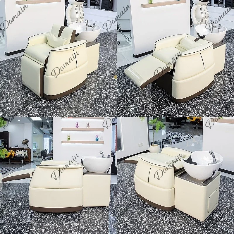 80 L Hair Salon Shampoo Bed Semi-Reclining Ceramic Sink Electric Lift Beauty Massage Bed