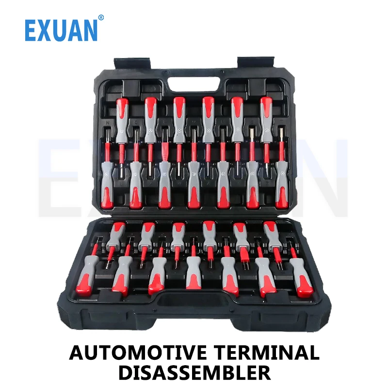 

26PCS Automotive Terminal Disassembler Needle Ejector Wire Harness Plug Unlocking Tool Circuit Removal Key Line Disassembly Tool