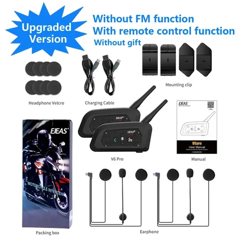 EJEAS V6 PRO Bluetooth мотоциклетный домофон шлем гарнитура 6 гонщиков 1200 м коммуникатор домофон + металлическая шина