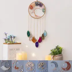 Crystals Suncatcher 7 Chakra Tree of Life Gemstone Natural Stone Quartz Obsidian Amethyst Agate Moon Sun Catchers Healing Decor