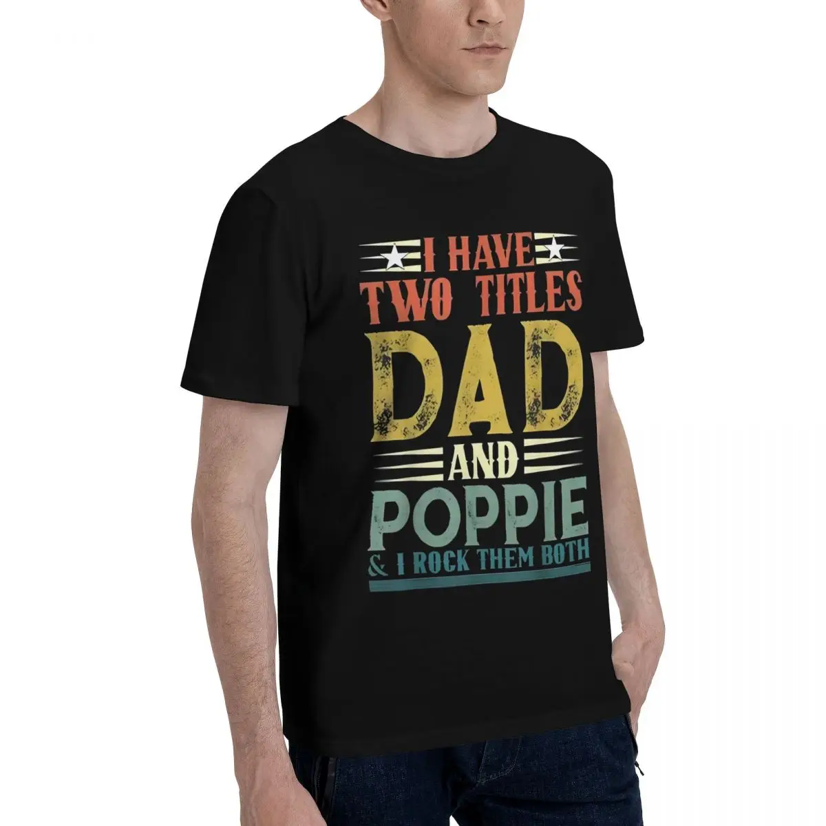 Dad Poppie Titles Love Sports Title Funny Graphic Tees Vintage Fitness USA Size