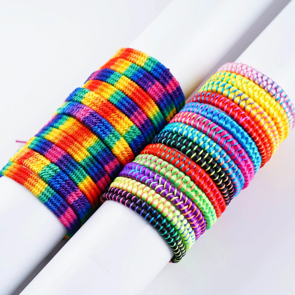 10/20/30/50Pcs/Lot Fashion Colorful Tassels Adjustable Woven Bracelet For Women Men Lucky Friendship Mixed Style Jewelry Gifts