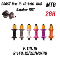 6 Colors Available Bicycle Wheel Hub Sealed Bearing 6 BBolt Disc Brake J-Bend 28 Hole BOOST MTB Wheel Hub HG XD MS 36T Ratchet