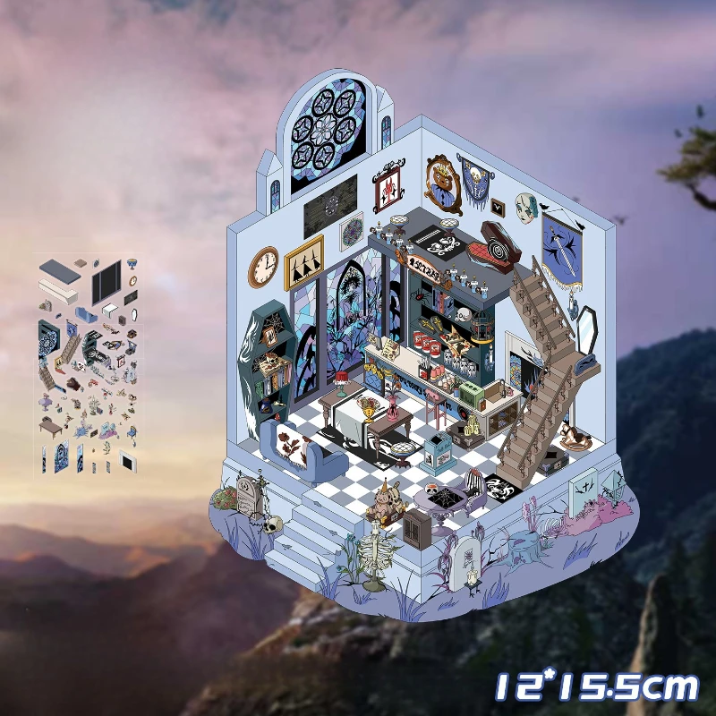 

Ретро европейские готические закусочные миниатюрные наклейки 3D мультфильм ужасов сцена наклейки для кукольного домика винтажные наклейки для домашних животных для поделок своими руками