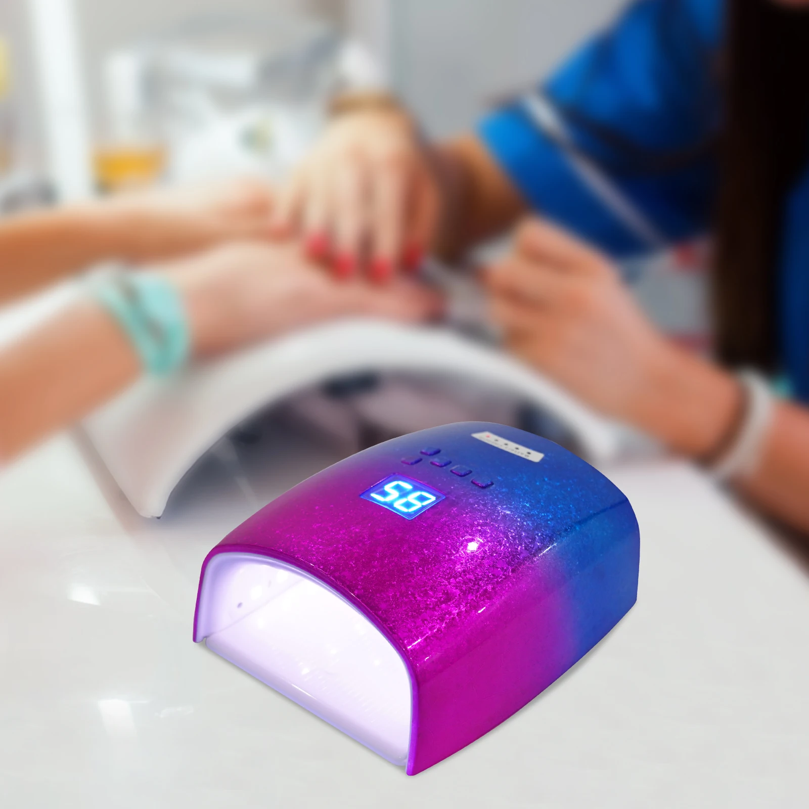 Asciuga unghie portatile UV LED, 48 W, batteria 3 * 2600 mAh, 5 impostazioni timer, leggero, ad asciugatura rapida, viaggi e uso domestico