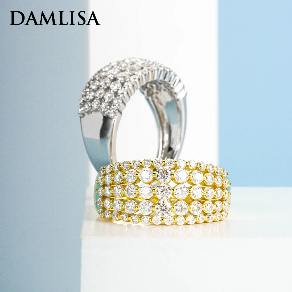 

DAMLISA D Color Moissanite Engagement Wedding Ring 925 Sterling Silver Moissanite Eternity Band Rings For Women Fine Jewelry