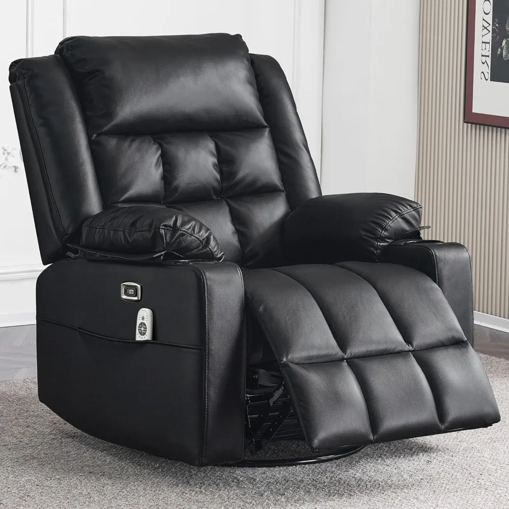 

Power Swivel Rocker Recliner Chair for Adults with Massage and Heat, USB and Type-C Ports, Infinite Position, Electric Glider