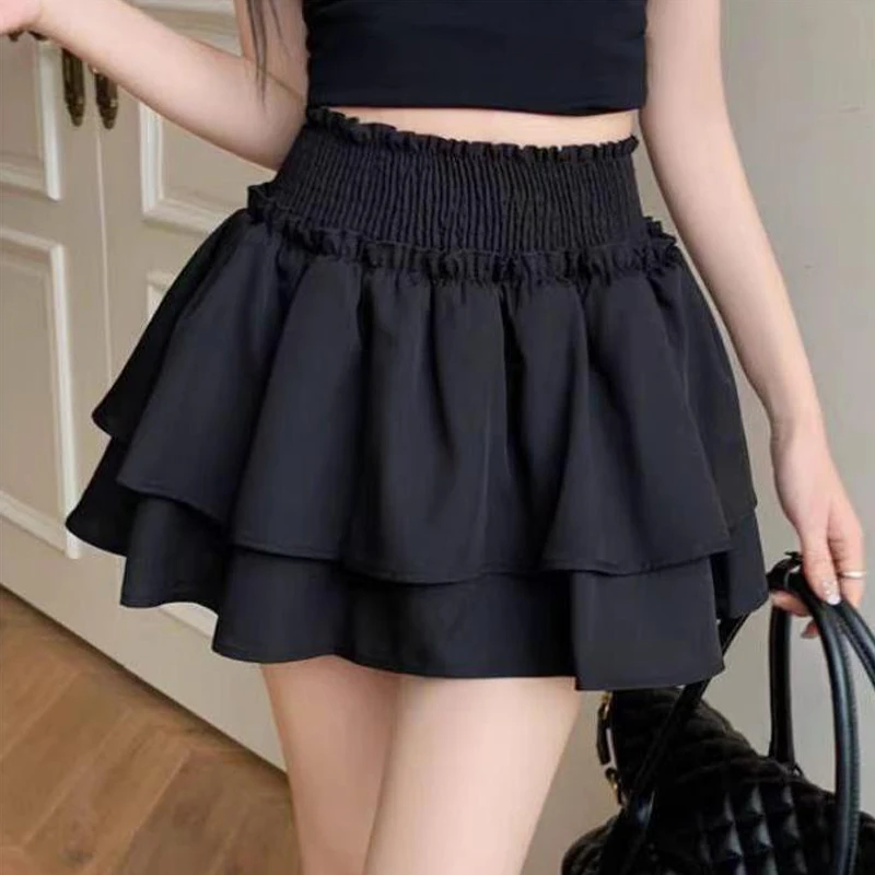 

Fashionable Cute High Waist Elastic Waist Ballet Style Fluffy Cake Skirt For Women