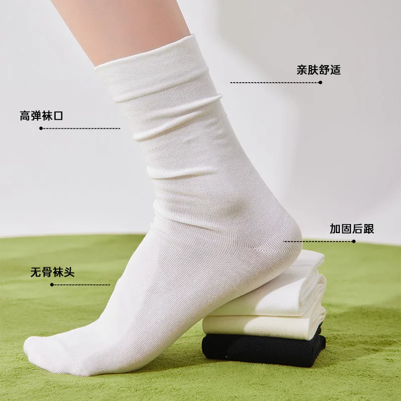 

White Seamless Slouch Stockings For Women