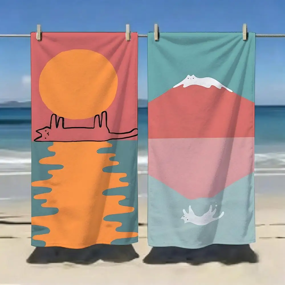 Cute Everything can be cat Towel Microfiber soft Beach Towel for Travel Fitness Sauna Bathing Camping