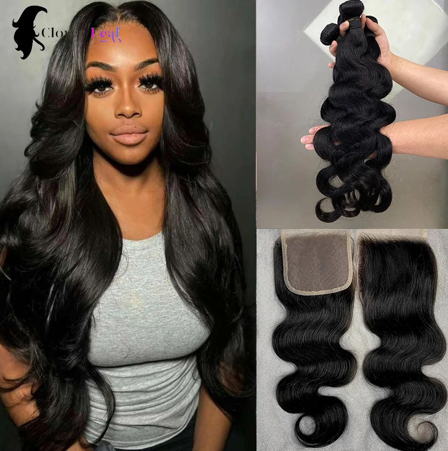 24 Inch 5 x 5 Lace Hair Bundles With Closuse Body Wave Frontal 3 Bundles Only Brazilian Middle Part Human Hair 100% Remy Hair