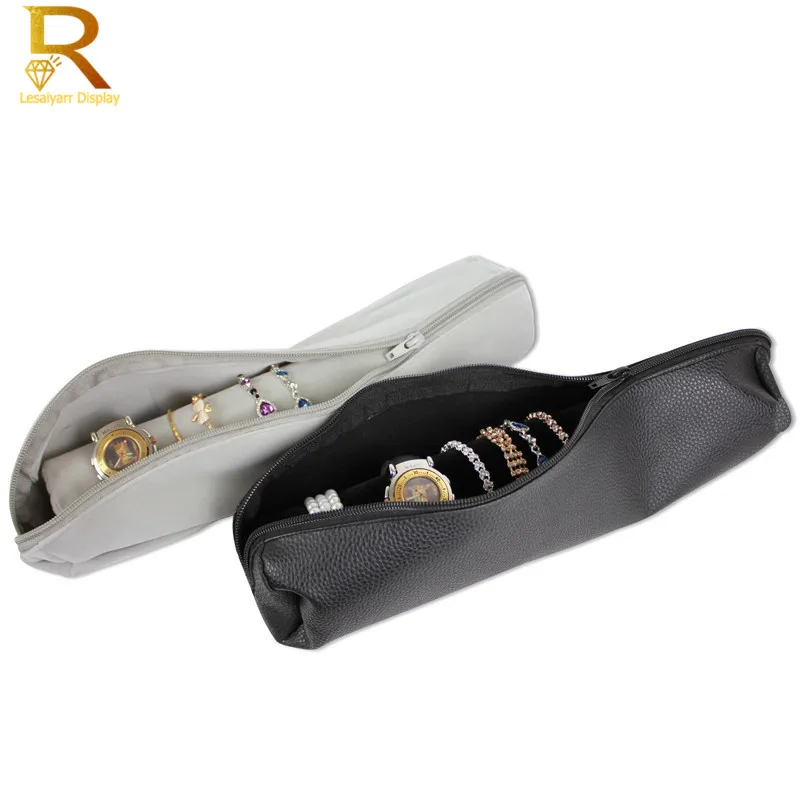 

Factory Sale Soft Watch Bracelet Jewelry Display Storage Case Velvet Bangle Organizer Watch Chain Exhibition Travel Roll Bar Bag